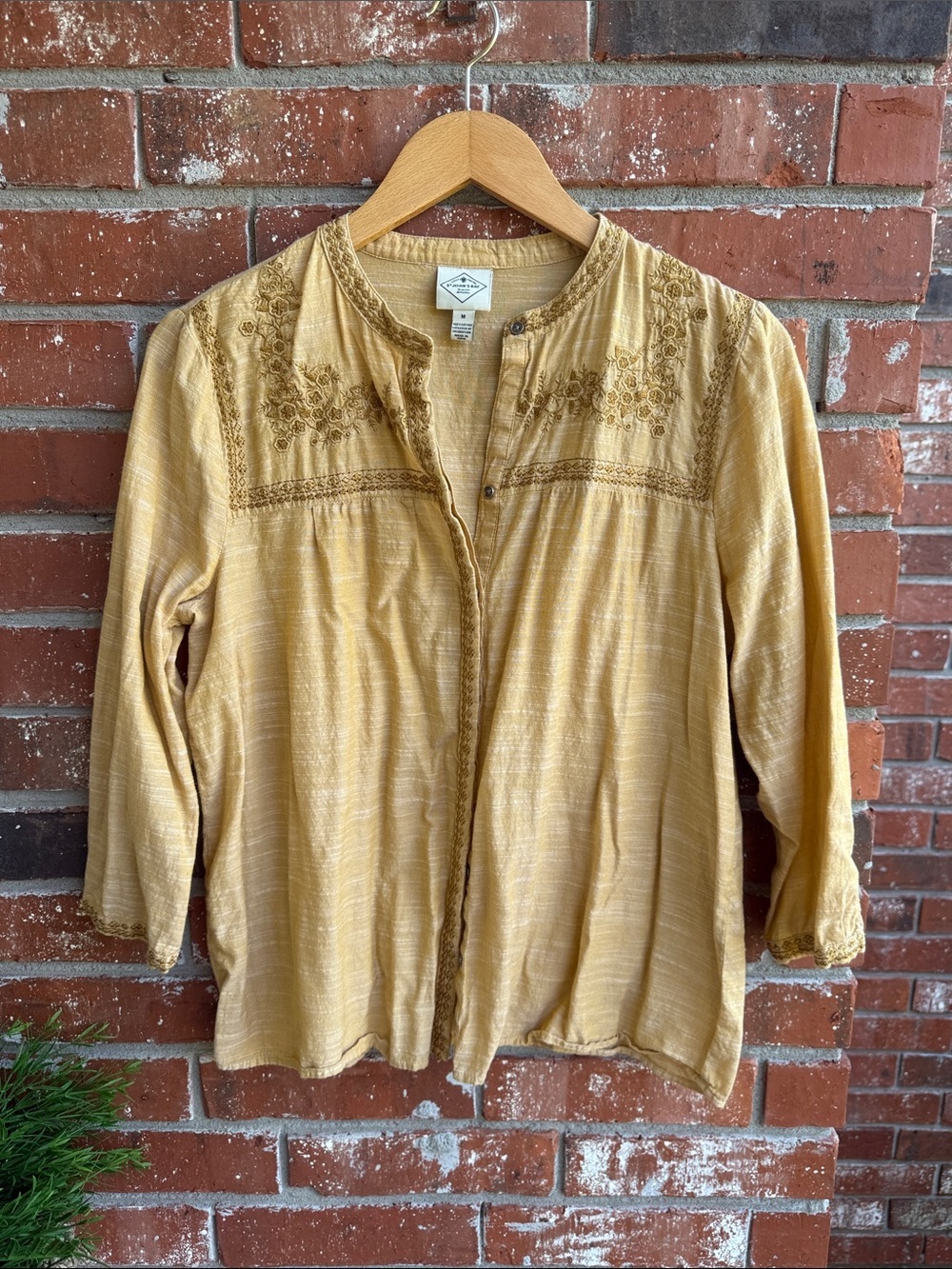 St. John's Bay Mustard Embroidered Blouse